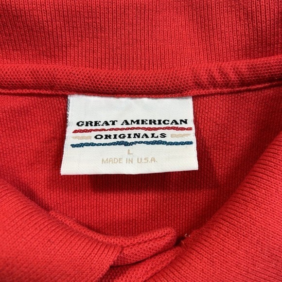 Great American Polo‎ Red Short Sleeve Size Large Made in USA - Picture 4 of 6